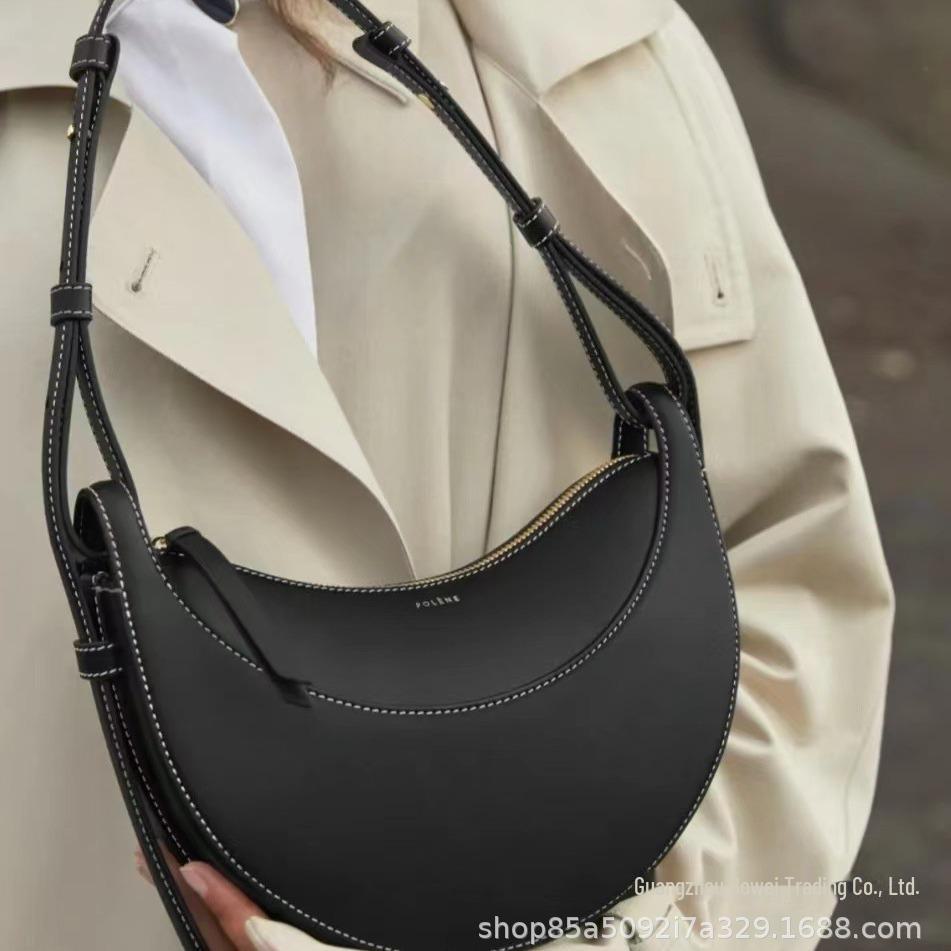 «POLENE Paris Женская сумка-седло из натуральной кожи в форме полумесяца»