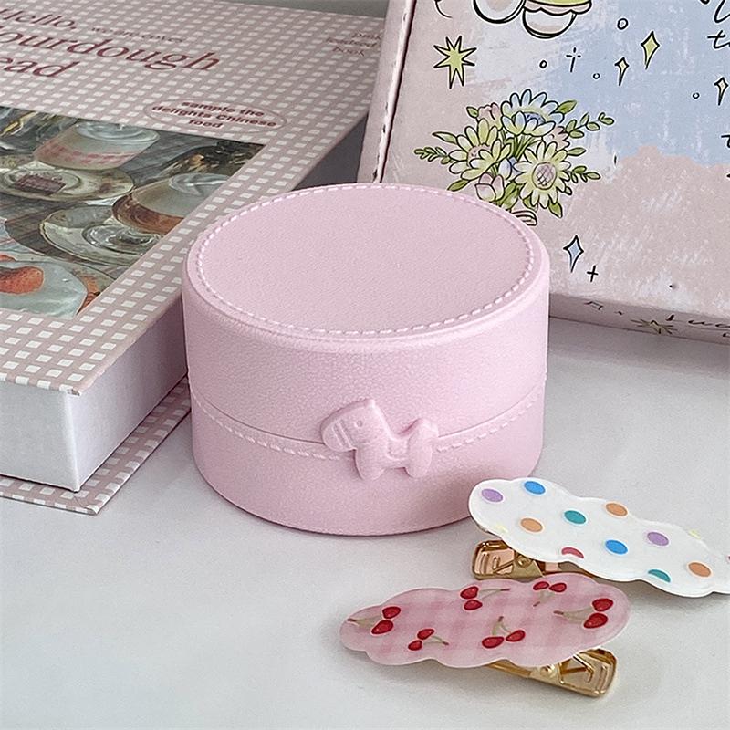 Милый мультфильм бант пони круглые серьги кольца коробка роскошные пылезащитные аксессуары для волос упаковка дисплей коробка портативный ящик для хранения