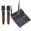 4 Channel Small Bluetooth Stereo Mixer with 2 Wireless Microphones Family Stereo Processor for Live Streaming