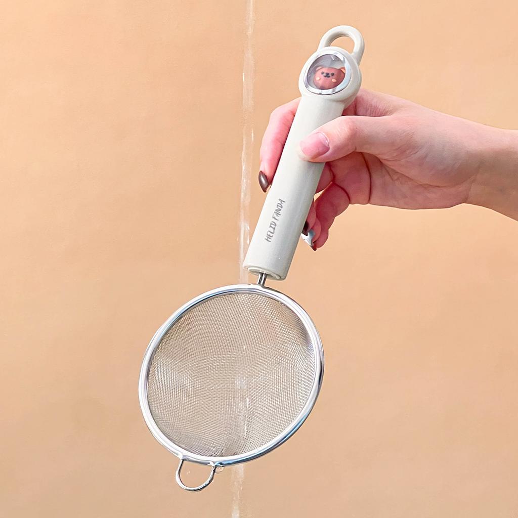 Сито для муки из нержавеющей стали 304, сито с мелкой сеткой, ложка-дуршлаг с милой ручкой, ложка-фильтр для продуктов, дуршлаг, кухонные гаджеты