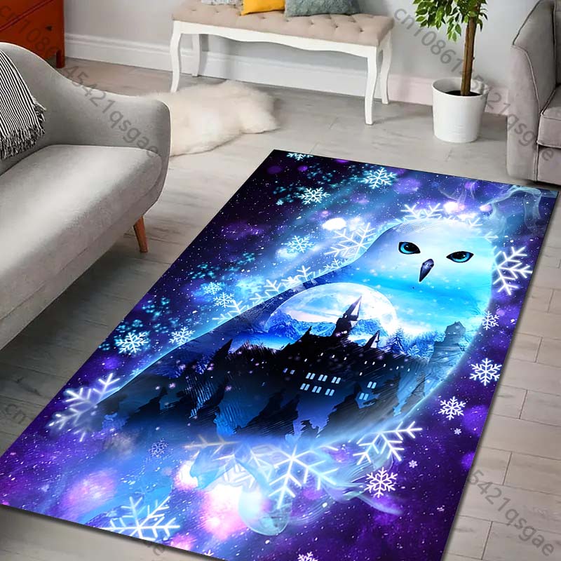 Magic Academy Owl Print Rug Carpet for Living Room Children Bedroom Mat Sofa Doormat Floor Rug Home Decor Anti Slip Mat for Gift