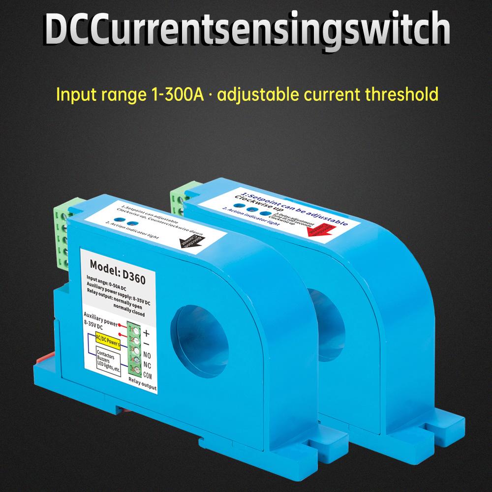 DC Current Sensing Switch 0-50A/0-100A Perforated DC Ampere Switch Din DC Current Sensor Induction Switch Hall Sensor