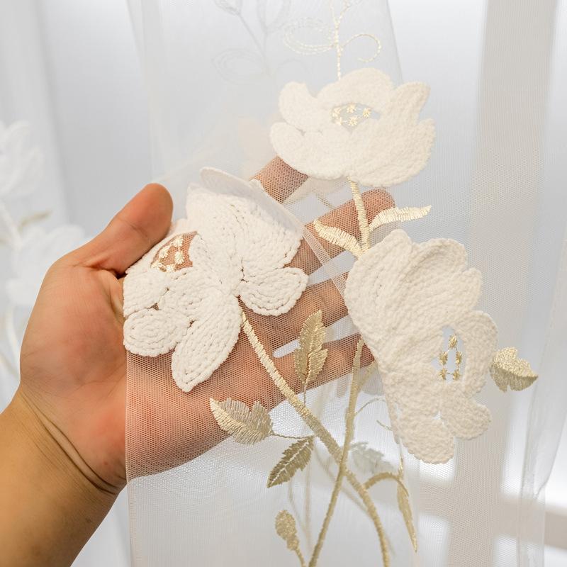 Белая тюлевая штора с цветочной вышивкой для столовой, гостиной, панель вуали, оконная драпировка для спальни, раздвижная стеклянная дверь, гостиная, дом
