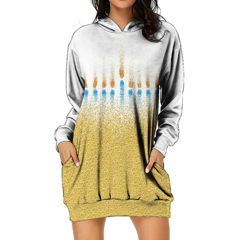 (радость выбирать)Женский повседневный пуловер с принтом, толстовка с длинным рукавом, платье с капюшоном и карманом