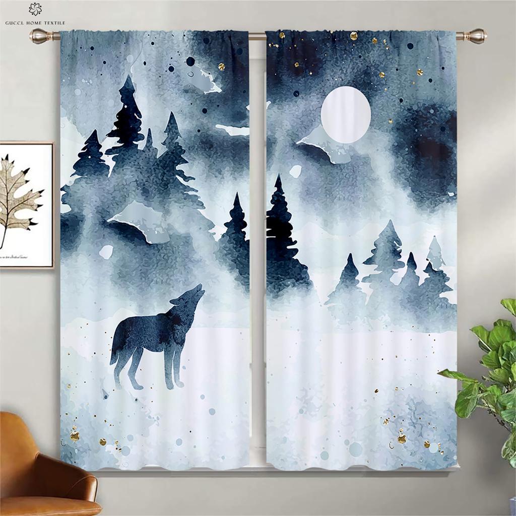 Плотные шторы с принтом животных и волков, теплоизоляция, спальня, гостиная, кухонные декоративные шторы, украшение дома
