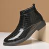 Осенние мужские модные и удобные повседневные высокие кожаные туфли с боковой молнией Зимние мужские теплые хлопковые туфли Ботинки Челси