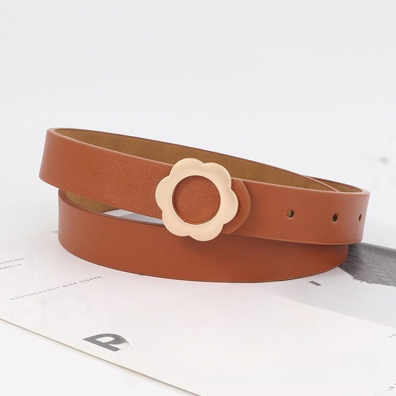 Womens Stylish Pu Leather Belt With Alloy Flat Buckle Suitable For Daily Outfits