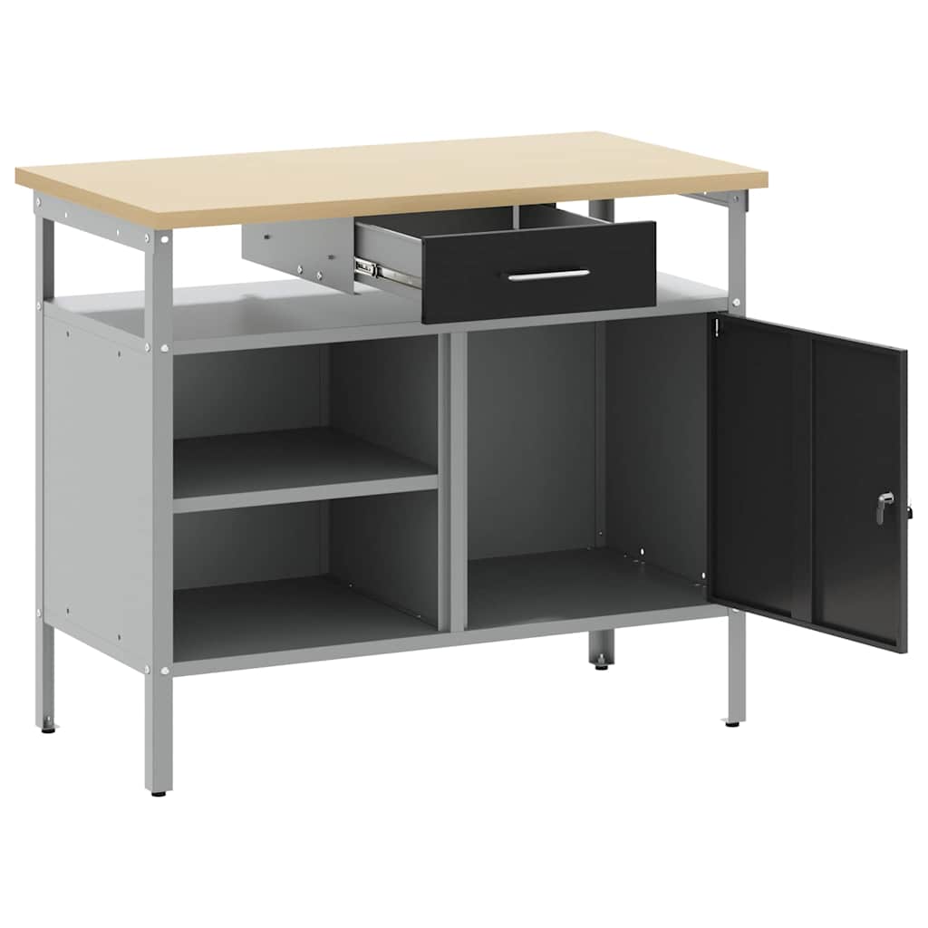 Workbench with Drawers Black and Gray 100 x 55 x 85 cm