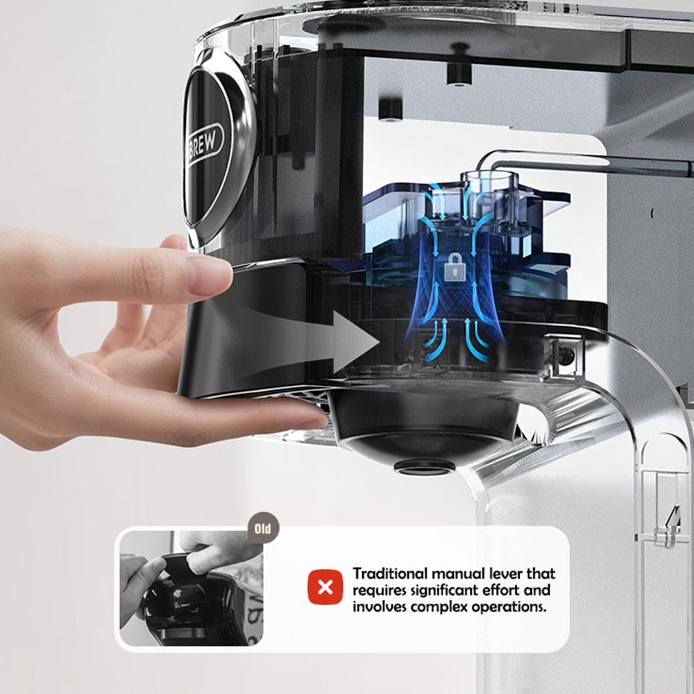 HiBREW Кофемашина H3C 3-в-1 капсульного типа, помпа 20 бар, горячее/холодное заваривание, 7 режимов температуры, резервуар для воды 1,4 л, для капсул DG/NS и молотого кофе - Белая