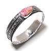 Pink Opal Gemstone 925 Sterling Silver Cuff Bangle 7.5"