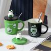 Зеркальная керамическая чашка с крышкой, симпатичная кружка для девочек, большая емкость для воды, подарочная комбинированная чашка, сувенирная керамическая