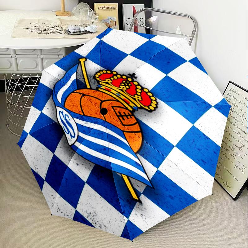 Real Sociedad Umbrella Folding umbrella, automatic umbrella 8-Frame for Travel, camping Use Gift for Halloween Christmas