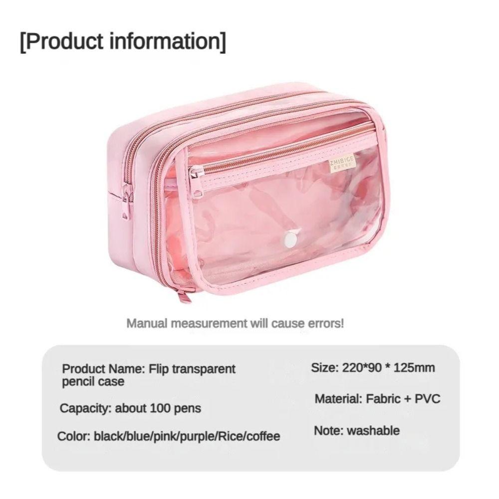 Multi-layer Transparent Pen Bag Large Capacity Stationery Box Transparent Pencil case Students