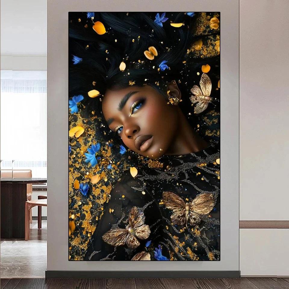 5D Diy Diamond Painting Kit Happy African Women Flower Art Diamond Embroidery Mosaic Cross stitch Home Decoration