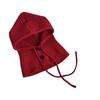 Knitting Hat Solid Color Buttons Closure Drawstring Hooded Scarf Women Winter Warm Windproof Elastic Thermal Hat