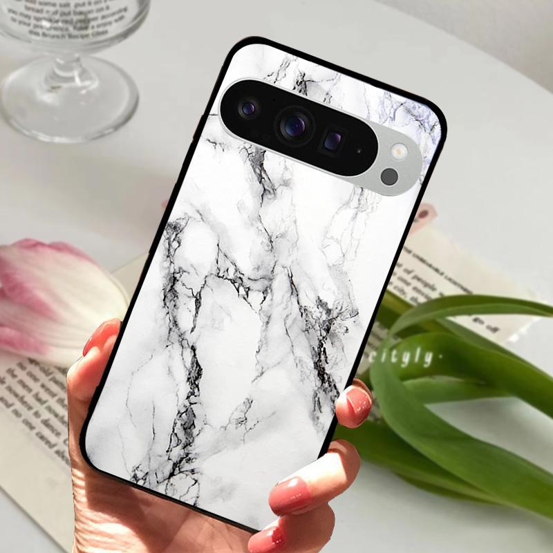 Модный Стеклянный Чехол для Google Pixel 8a Чехол Pixel8 Pro Жесткий ПК Закаленное Стекло Черный Чехол для Телефона Для GOOGLE PIXEL 8 Защитные Чехлы