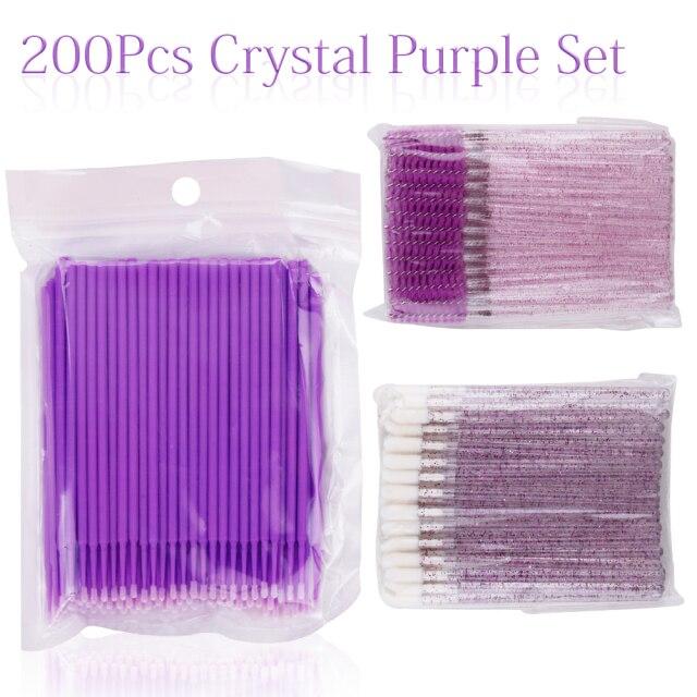 200 шт., кисти для ресниц, одноразовые тампоны, микрокисть для губ, кисть для бровей, тушь для ресниц, палочка, аппликатор, аксессуары для ресниц