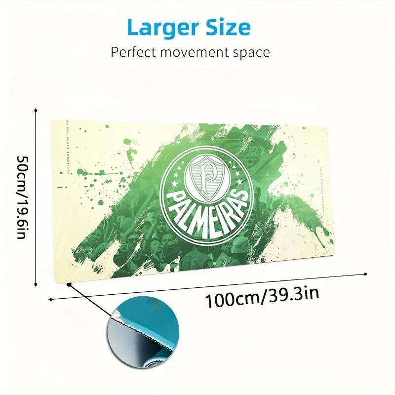 Palmeiras FC Mouse Pad, Large Gaming Desk Mat, Non-slip XXL Mousepad for Laptop & Tablet, Mini PC Playmat with Stitched Edges