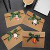24pcs/ Set Festive Christmas Card Envelopes with Green Ribbon And Santa Claus Charms - Perfect for Holiday Greetings And Gift Packaging