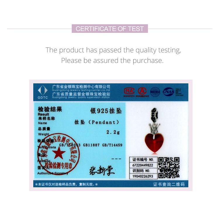 WOSTU Стерлингового Серебра 925 пробы, модная волшебная Корона, красное сердце, подвеска из бисера для женщин, подходит для оригинального браслета «сделай сам», ожерелье, ювелирные изделия