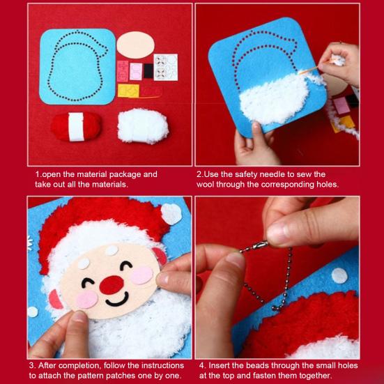 DIY Christmas Embroidery Kit for Beginners Cute Santa/Stocking/Gingerbread Sewing Projects Xmas Needlepoint Kit for Kids Adults