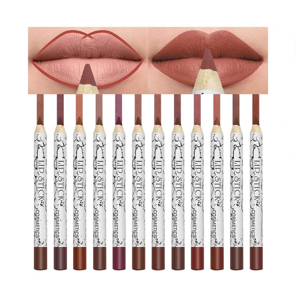 12Pcs Lipliners Set Matt Lip Liner Pencils Lipsticks Waterproof Lip Liner PLM