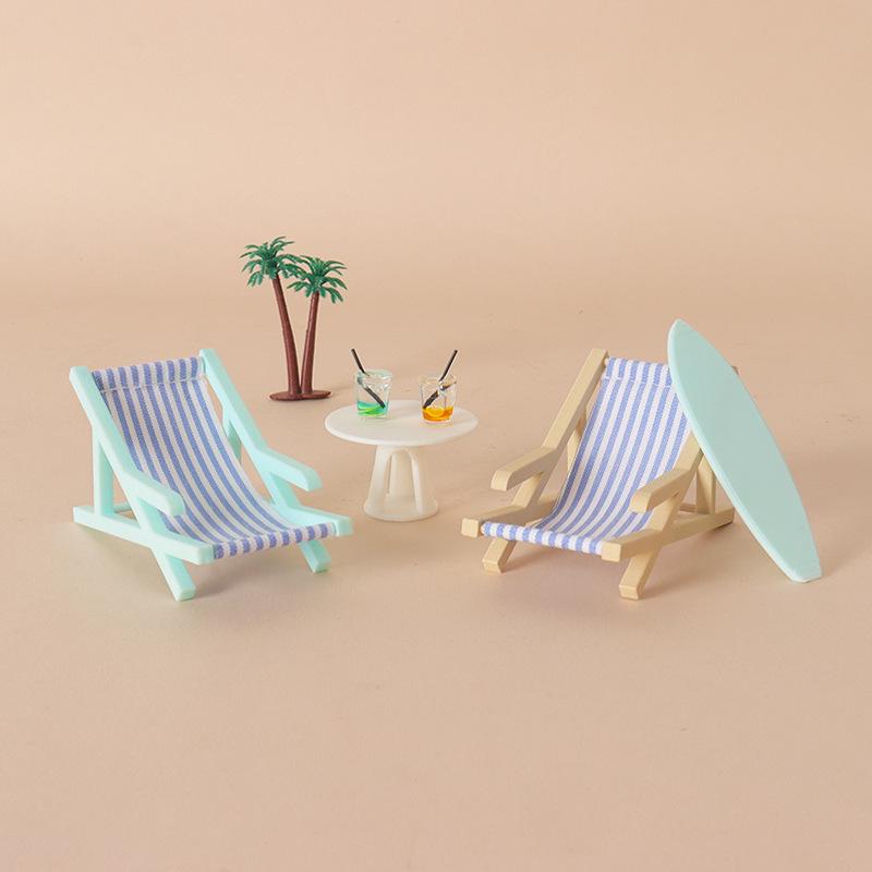 Миниатюрное пляжное шезлонг для кукольных домиков