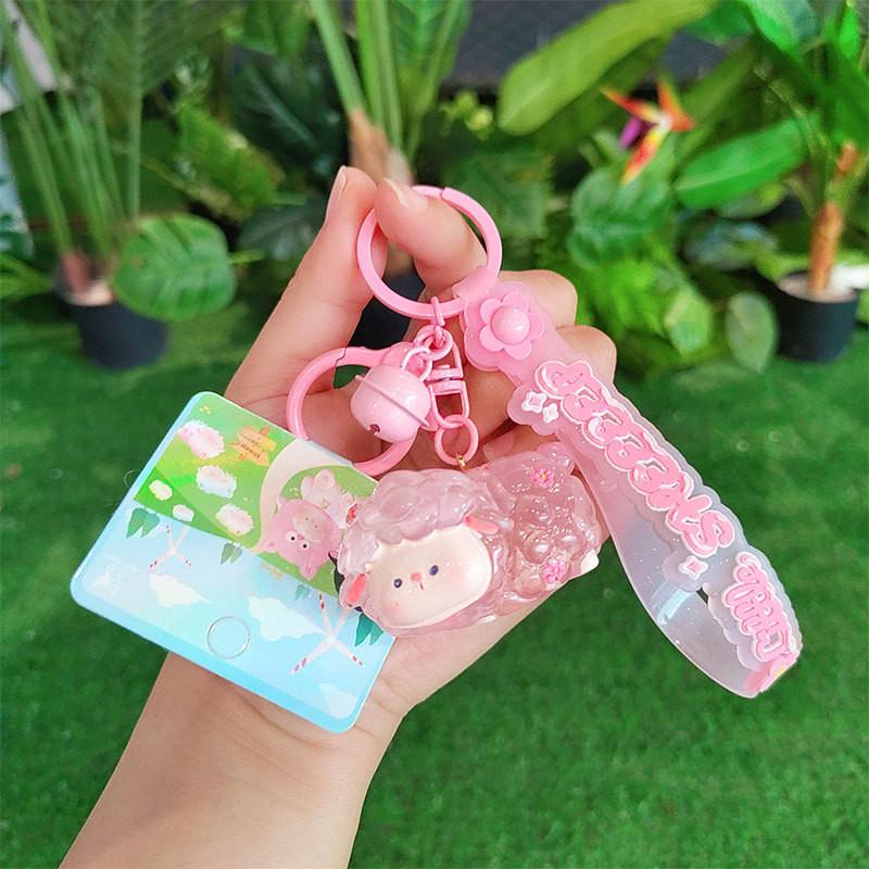 Charming Pvc Yellow Hooded Sheep Keychain Perfect Cartoon Gift And Accessory