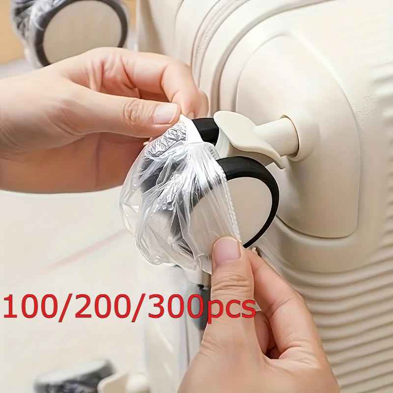 100/200/300 шт. Прозрачные пластиковые чехлы для колес багажа, Одноразовые пылезащитные чехлы для дорожных чемоданов и колес-спиннеров, Прозрачный дизайн