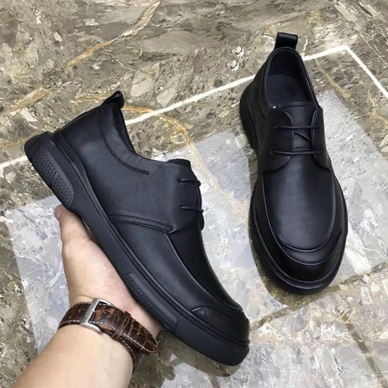 Genuine Leather Shoes Men Business Style Cow Leather Mens Derbys Shoes Flat Brand Male Footwear Black Brown