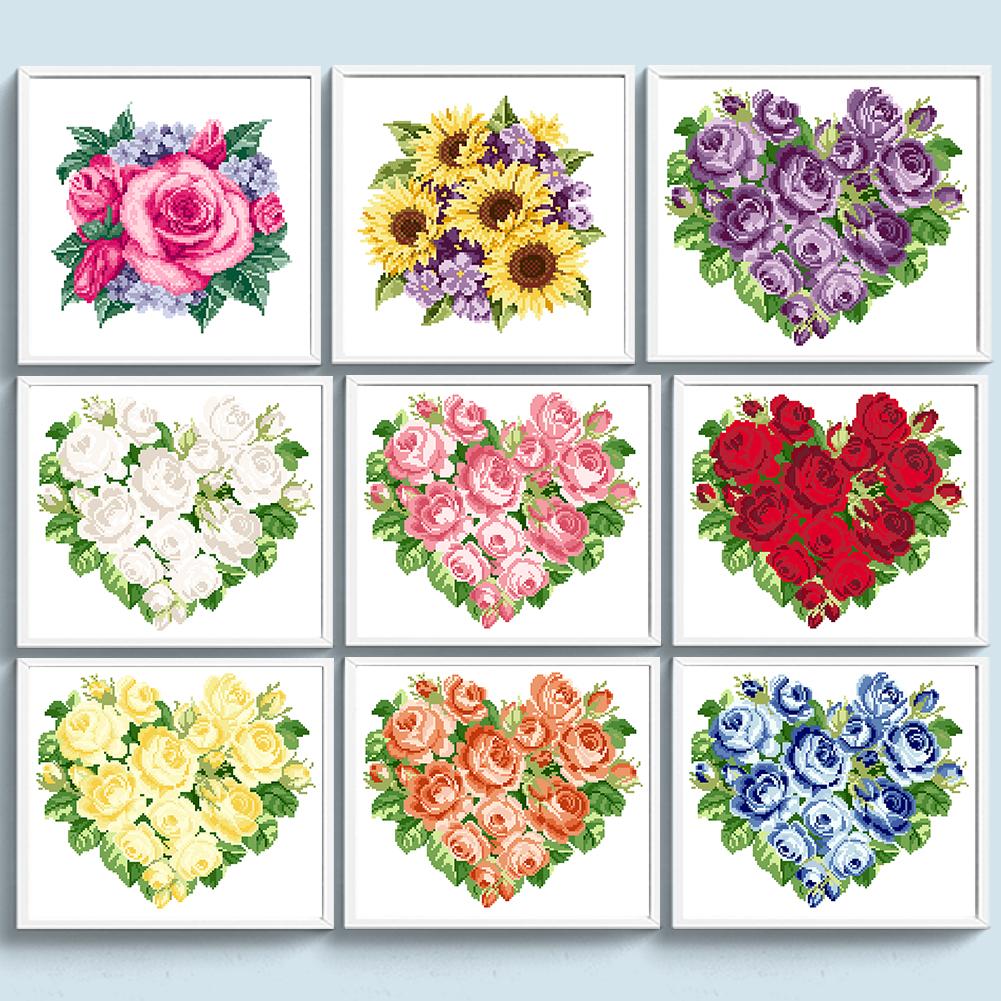 Частичная вышивка бисером печатный 9CT цветок вышивка крестом набор для домашнего искусства #