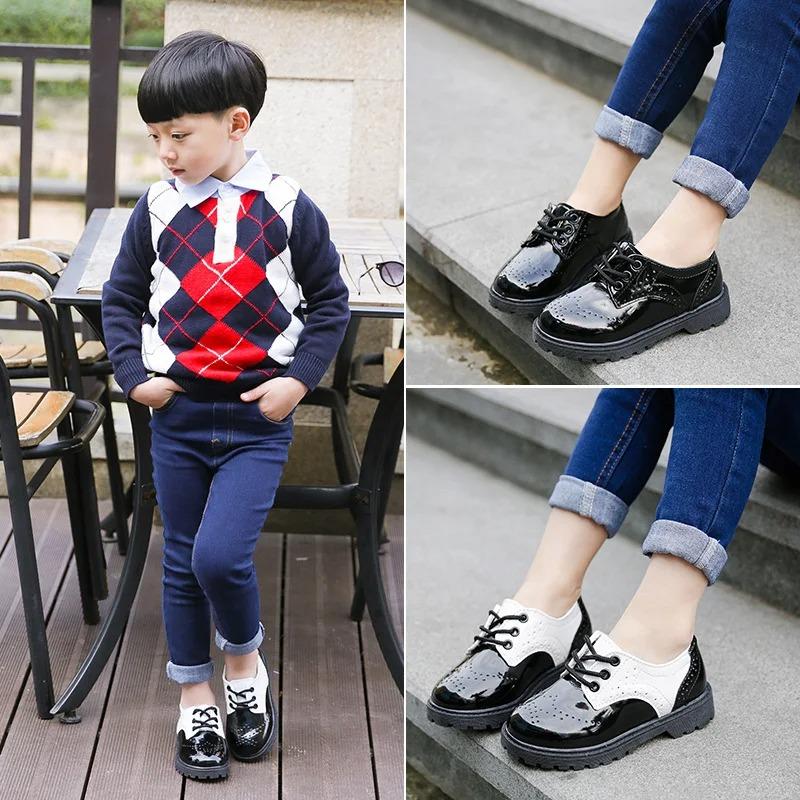 New Spring Summer Autumn Kids Shoes For Boys Girls British Children's Casual Sneakers PU Leather Fashion Shoes