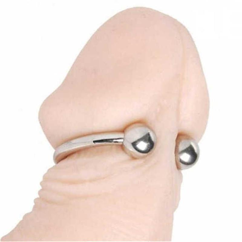 Dual Ball Stainless Steel Cock Head Glans Penis Ring Sex Increase Orgasm Sex Products for Men