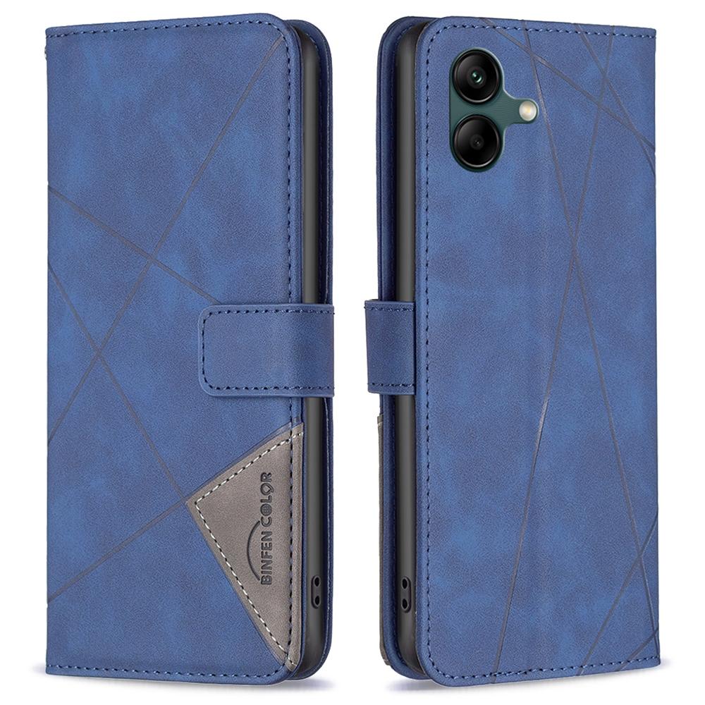 BINFEN COLOR For Samsung Galaxy F06 5G/M06 5G Phone Cases Wallet Stand Geometry Imprinted Leather Cover