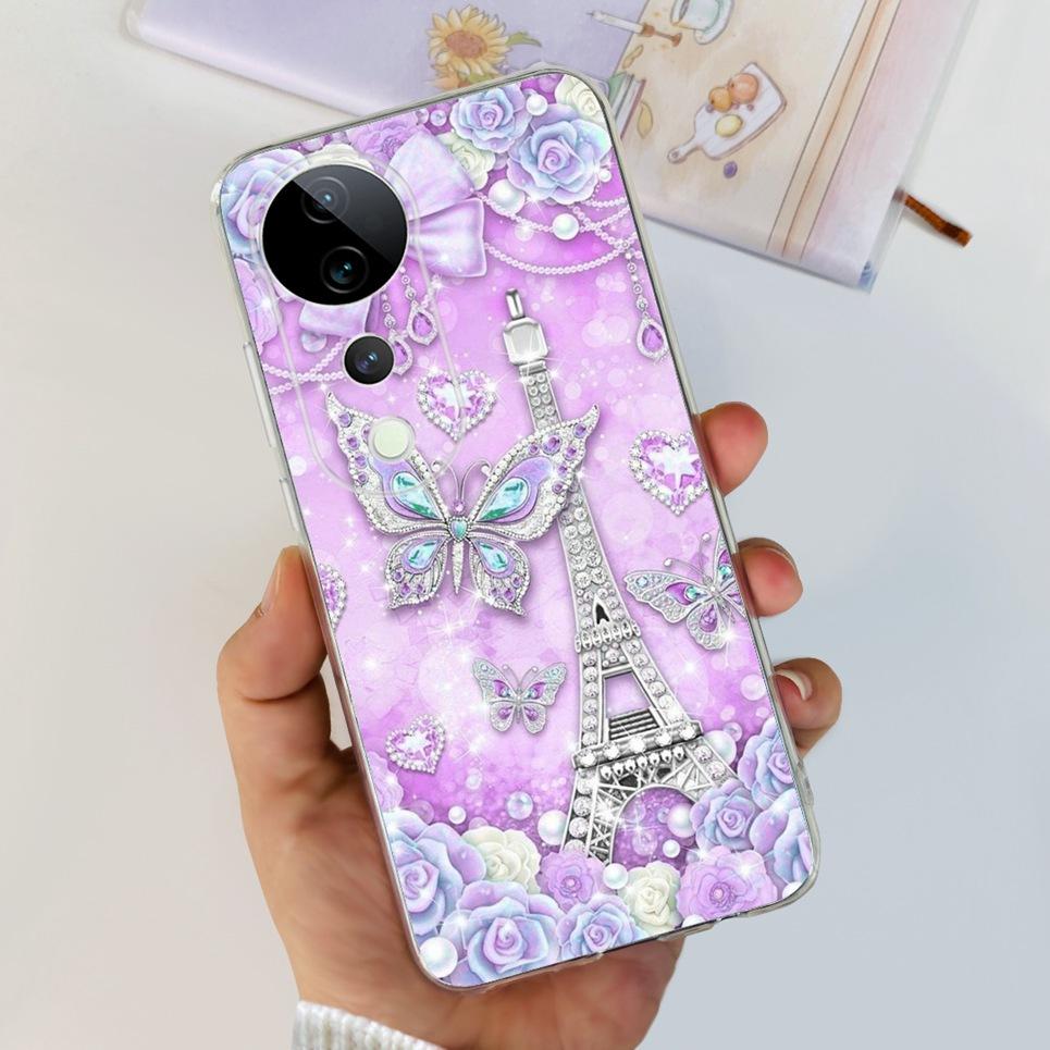 Flower Butterfly Women Fashion Back Cover For Vivo S19 Pro 5G V2362A Phone Funda Transparent Soft TPU Slim Silicone Bumper Etui