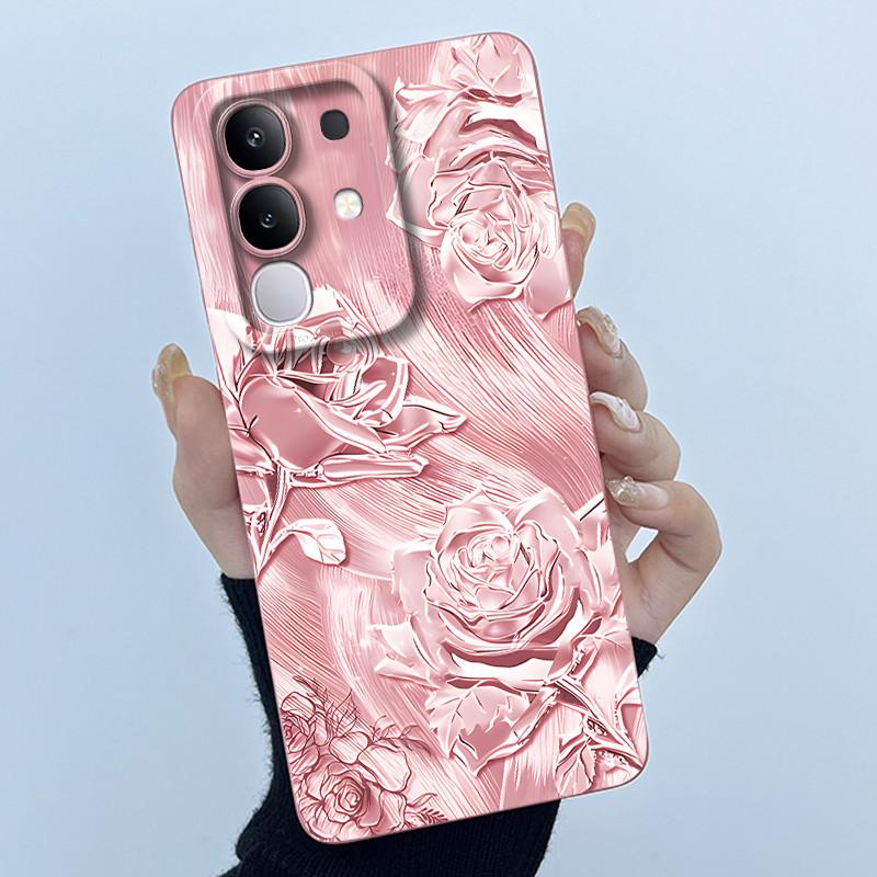 Чехол для телефона Vivo Y29 4G Модный Минимализм Масляная Живопись Цветок Мягкий Жидкий Силикон Задняя Крышка Для Vivo Y 29 4G Fundas