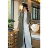 Women Vintage Linen Long Shirts Solid Color Long Sleeve Blouses Spring Button Turn Down Collar Shirt