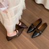 Модные ретро-туфли с заостренным носком и толстым каблуком, женские, весна-осень 2025 года, французские туфли Мэри Джейн, маленькие кожаные туфли