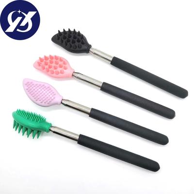 Телескопический скребок для спины, массажер для спины, скребок для спины, выдвижная силиконовая отшелушивающая щетка LM