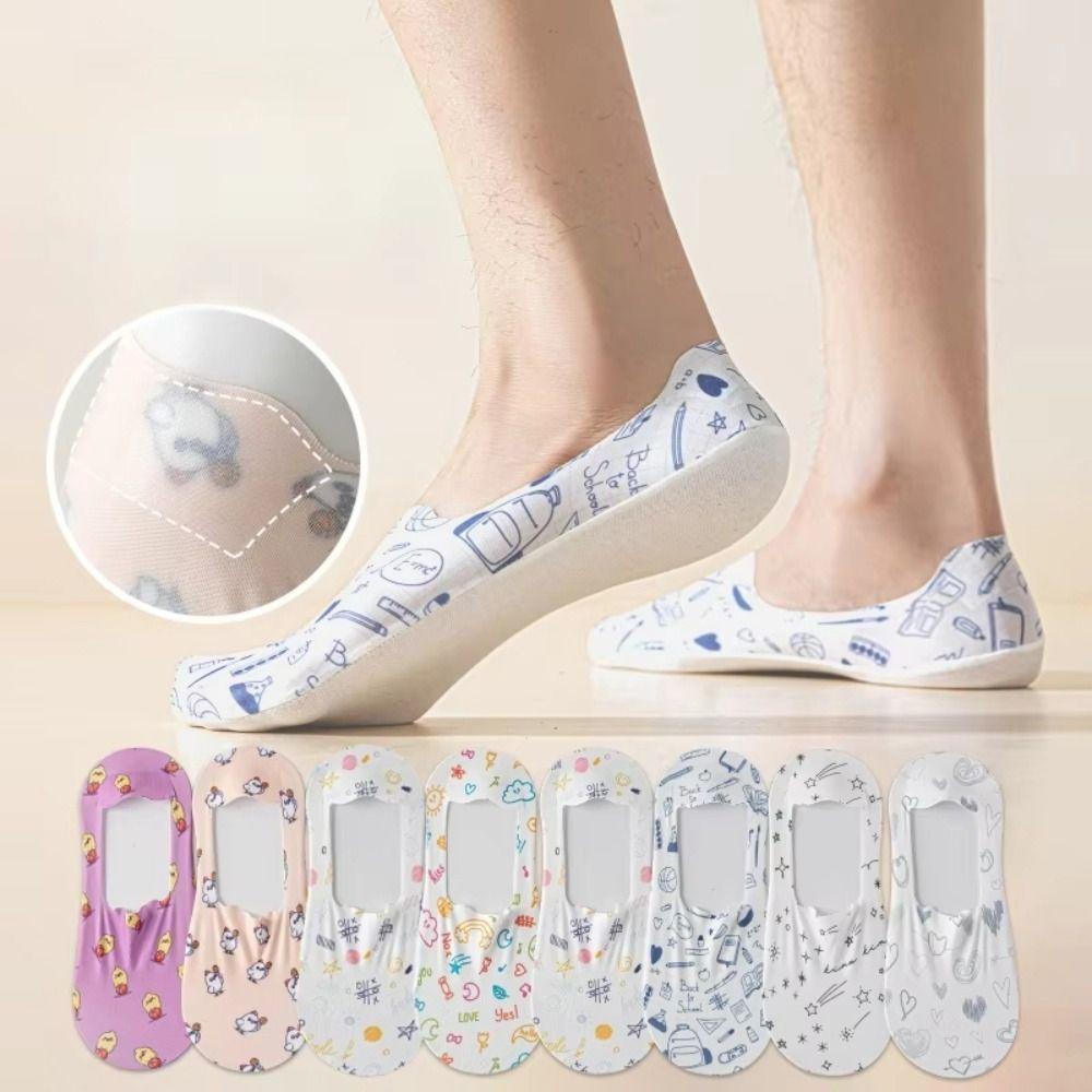Anti-Slip Summer Ice Silk Socks Anti Odor Men's Boat Socks for Casual & Sports