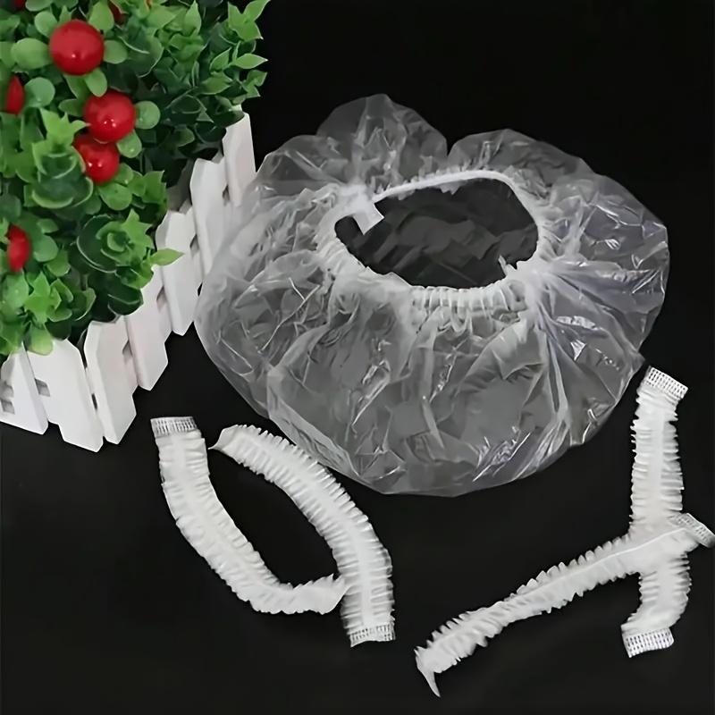 300/100/Piece Heavy-Duty Elastic High-Quality Disposable Shower Caps - Transparent Plastic