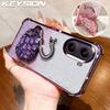 KEYSION Противоударный чехол из ТПУ с покрытием для Xiaomi POCO X7 Pro, блестящий чехол с подставкой в виде лебедя для Redmi Turbo 4.