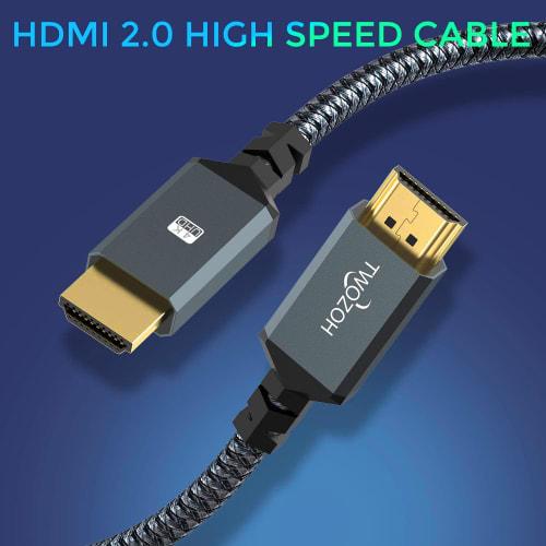 HDMI-кабель 3 м, Twozoh HDMI 2.0 4K/60 Гц 2160p 1080p 3D HDCP 2.2 ARC Standard, плетеный нейлон, подходит для Nintendo Switch, PS5, PS3, PS4, ПК, проектора