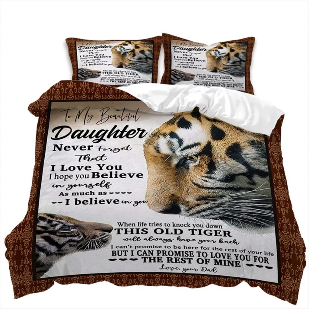Letter Duvet Cover Abstract Word Print Wild Animal Theme The Meaningful Gift for Family and Friend Bedroom Decoration Queen Size