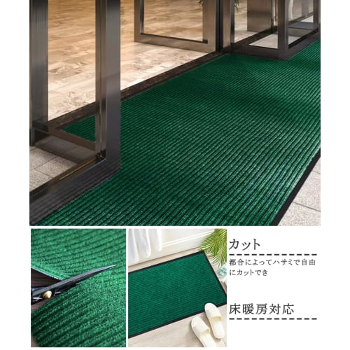 Bcrio Large Entrance Mat, Outdoor/Indoor, Non-Slip, Absorbent, Mud-Resistant, for Commercial and Home Use, Office/Store (Green, 60x90cm)