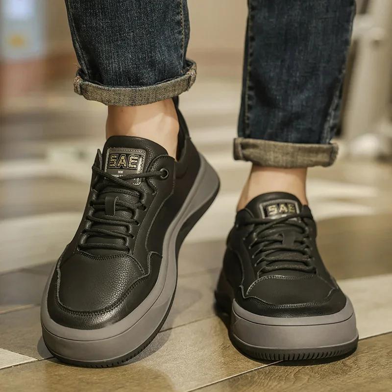 Итальянская натуральная кожа Мужская теннисная обувь Masculino Повседневная обувь для ходьбы и вождения Модная нескользящая обувь Легкая удобная обувь на плоской подошве для отдыха на природе