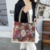 Льняная сумка-тоут большой вместимости 2025 новая цветочная сумка-тоут для поездок на работу, женская студенческая сумка через плечо для занятий