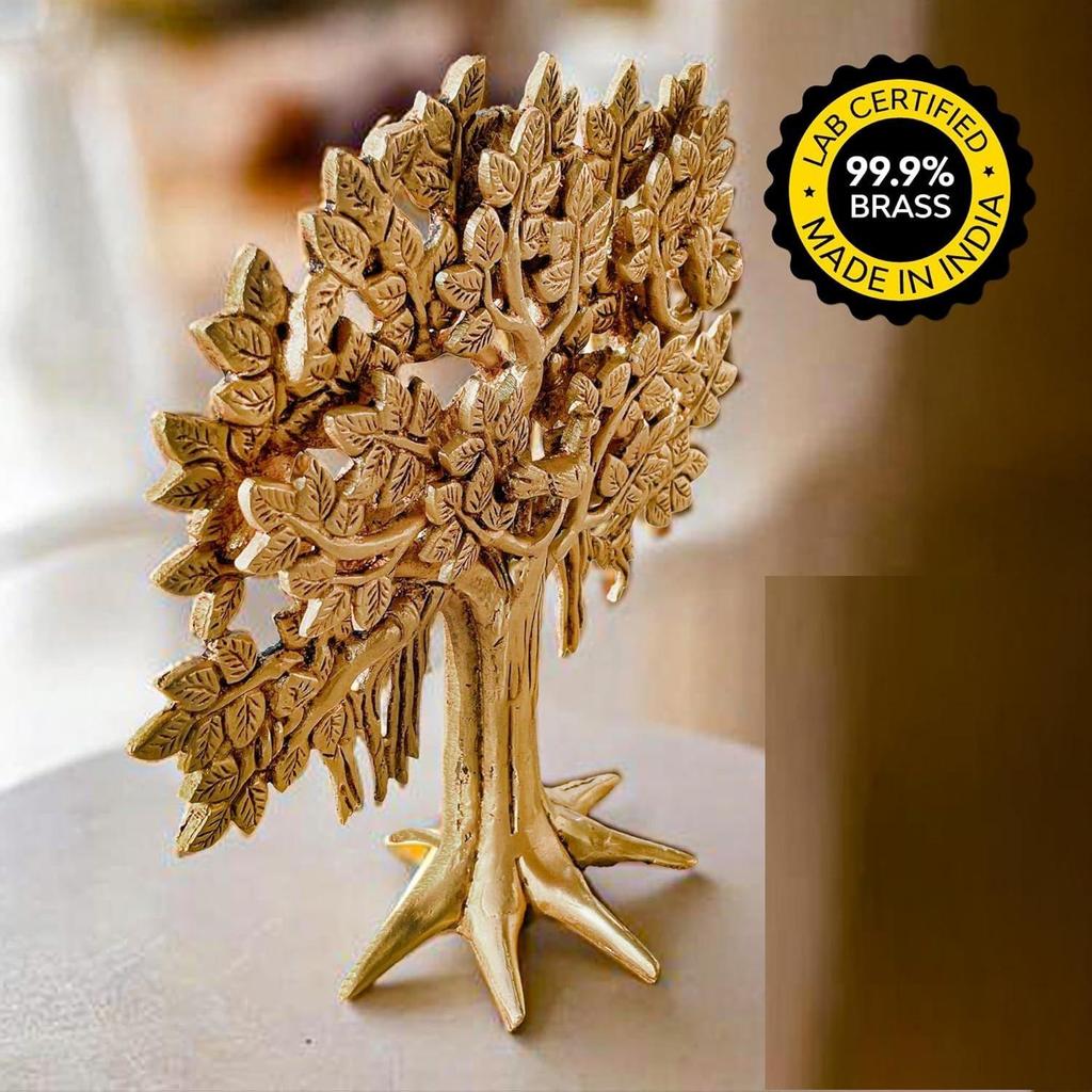 Tree Showpiece (8.6 Inches) Trees of Life - Home Decor - Gift for Good Luck Vastu and Fengshui - Best In Living Room Table with Antique Polish