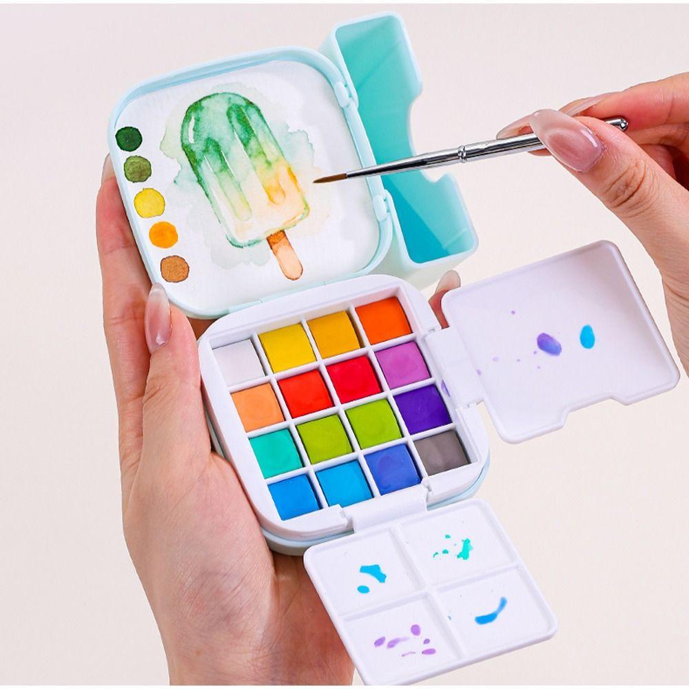 16 Colors Watercolor Sets Mini Painting Pigments for Art Drawing Sketching