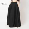 Женская макси-юбка с высокой талией, однотонная юбка трапециевидной формы с карманами, свободная плиссированная длинная юбка, повседневная одежда для отдыха